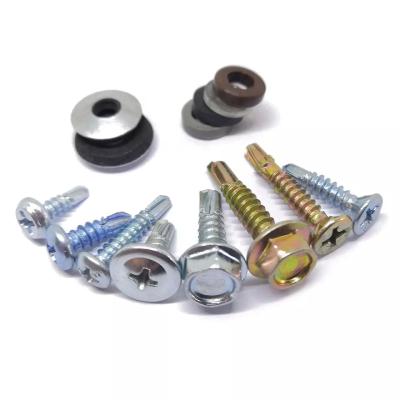 China Hex Drill Screw Stainless Steel Metal Hex Flange Truss Pan Hex Head Self Drilling Roof Screw With Rubber Washer for sale