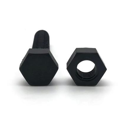 China Hex Head Bolts DIN933 DIN934 High Strength M6-M36 Black Hex Bolt And Nut For Structure for sale
