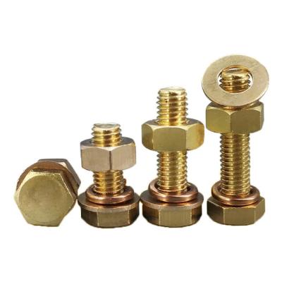 China DIN933 Copper Hex Bolt high strength Yellow Metal Brass Hexagon Bolts And Nuts Set for sale