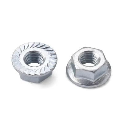 China M4 M5 Hex Nut Galvanized Carbon Steel Round Self Locking Hex Flange Nut With Serrated for sale