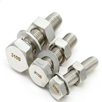 China Stainless Steel 310 Hex Head Bolt With Nut And Wsher DIN933 Full Thread Hexagon Bolt for sale