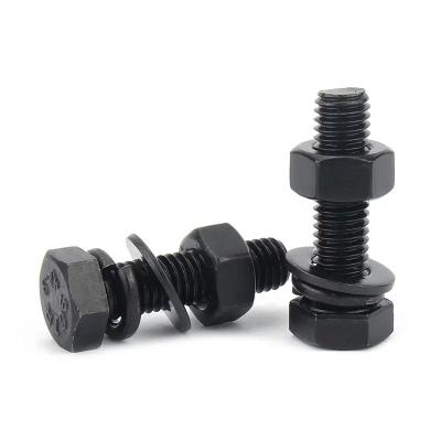 China Grade 8.8 Hexagon Bolts With Nuts And Washers M6 M8 Black Galvanized Steel Bolts for sale