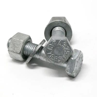 China Hex Head Half Thread Bolt Grade 8.8 10.9 ASTM A325 Hex Bolt And Nuts Hot Dip Galvanized for sale