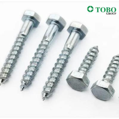 China Hexagon Head Self Tapping Screw DIN571 Zincing External Hex Head Cap Tapping Wood Screws Full Thread Lag Screw for sale
