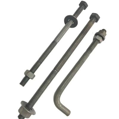 China L J Type Anchor Bolt Grade 12.9 Galvanized Steel Black Oxide Hook Anchor Bolt With Nut for sale