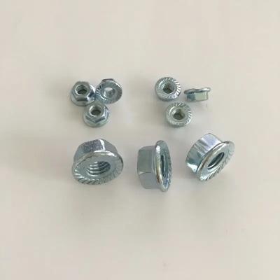 China Blue-white Zinc Carbon Steel Stainless Steel Din6923 Hex Flange Nuts for sale