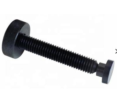 China Steel Swivel Pad Screws, Knurled Knob Swivel Screw Clamp With Large Pad Black Oxide for sale