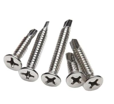 China Countersunk Head Phillips Drive Steel Self Drilling Screws Blue White Zinc Plated for sale