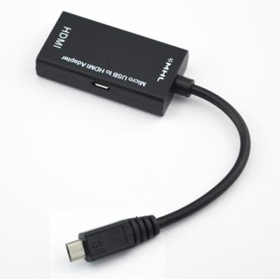China Micro adaptador video audio preto/vermelho do cabo do cabo de USB HD/MHL para Samsung/HTC/LG à venda