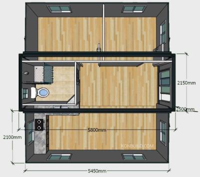 China 20ft Basic Collapsible Container House , Expandable 2 Bedroom Portable Building for sale