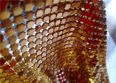 China 4mm Sparkly Metal Mesh Fabric Curtains Gold For Hotel Or Restaurant Decoration for sale