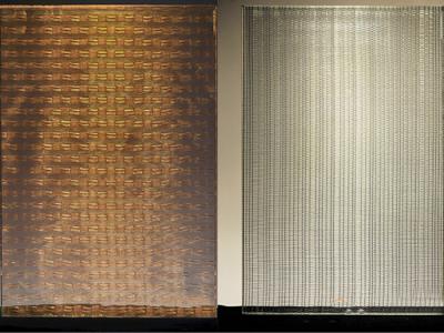 China Brass Weave Wire Mesh Fabric Laminated Glass Wine Cellar Decoration for sale