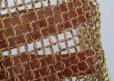 China Brass Color Metal Ring Mesh Curtain For Interior Decoration for sale