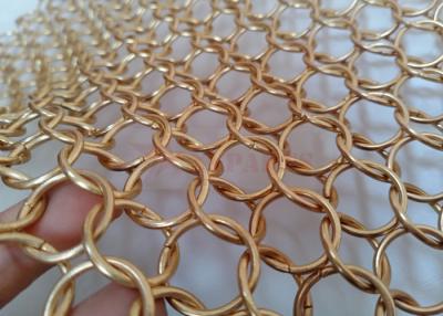 China Gold Color Chainmail Mesh Fabric 1.5x15mm For Room Partition for sale