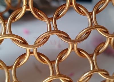 China Rose Gold Metal Ring Mesh Curtain 15mm For Architecture Design for sale