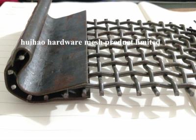 China Square Hole Quarry Screen Mesh Crimped Woven Wire Mesh Trommels With Curved Hook Edge for sale