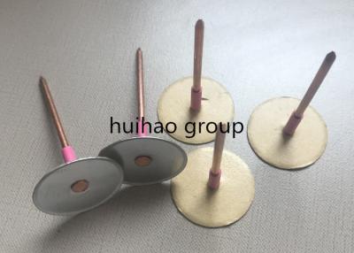 China Galvanized Steel Cup Head Weld Pins , 12Ga Insulated anchor Pins With Paper Base for sale