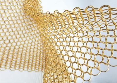 China 1.5MM Dia 15mm OD Gold Colored Steel Ring Mesh Dexhibition Halls Divider for sale