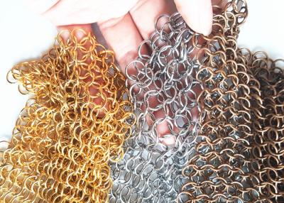 China Chain Braided Metal Ring Mesh Curtain With 10MM Aperture For Interior Drapery for sale