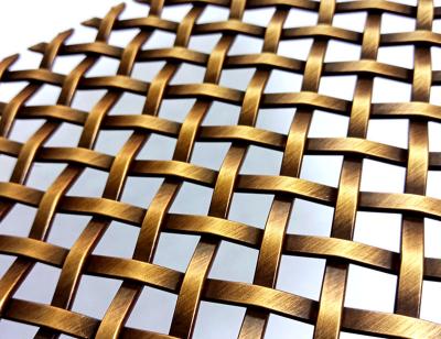 China Weave Type Architectural Decorative Antique Brass Mesh Fabric In Stock for sale
