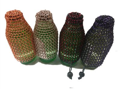 China Customized Aluminum Alloy Chainmail Ring Metal Ring Mesh Wine Bottle Bag for sale