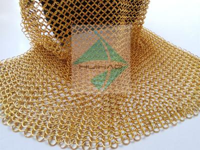 China Electro Plated Gold Color Chain Mail Metal Ring Mesh Is For Decorating Ceiling LampTreatments for sale