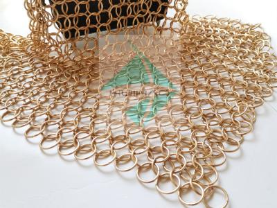 China PVD Finshed Rose Gold Color Stainless Steel Metal Round Ring Weave Mesh Is For Window Curtain for sale