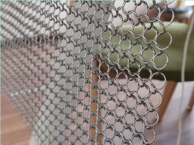 China Window Treatment Stainless Steel Ring Mesh Curtains , Metal Chainmail Mesh Drapery For Space Divider for sale