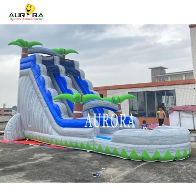 China Blue And Gray Outdoor Inflatable Slide Combo With Bounce House For Kids for sale