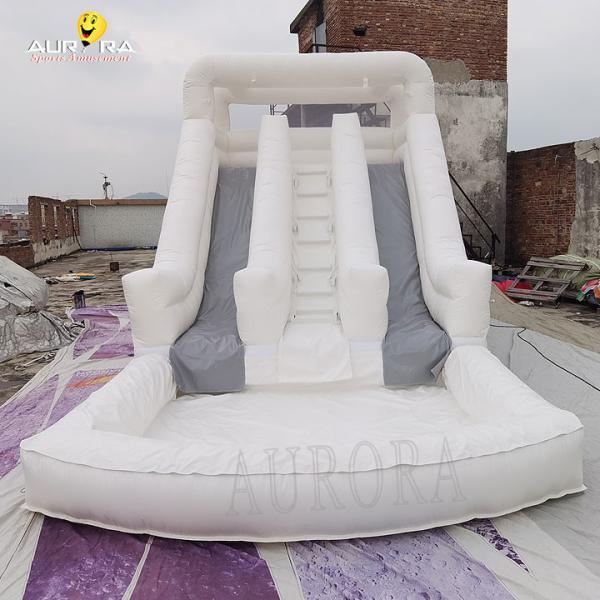 Quality Outdoor White Inflatable Obstacle Course Slide Waterproof For Playground for sale