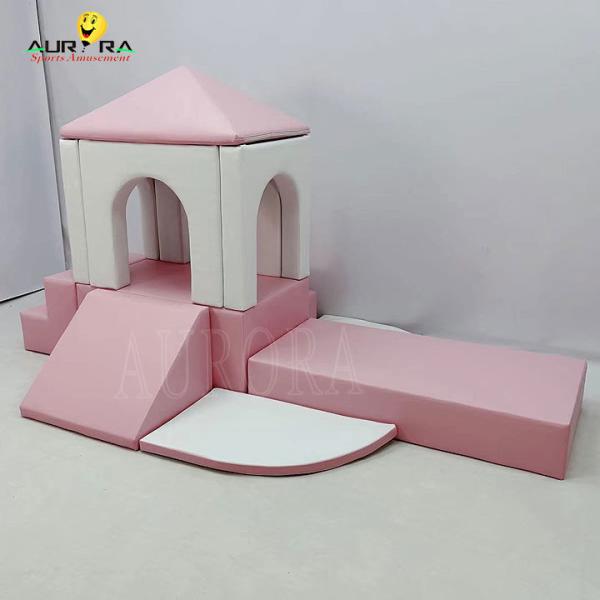 Quality Soft Play Set Playground Pastel Climb And Play Soft Blocks Pink White Flower for sale