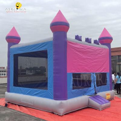 China Purple Blue Inflatable Bouncy Castle PVC Tarpaulin Inflatable Bounce House for sale