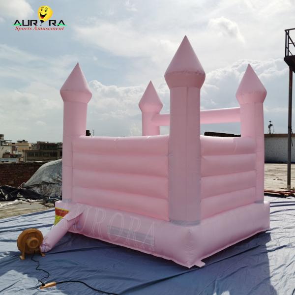 Quality Pastel Pink Inflatable Bounce House Inflatable Jumping Castle Custom Logo for sale