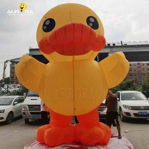 Quality Outdoor Giant Inflatable Yellow Duck Toy Oxford / PVC Cartoon Character for sale