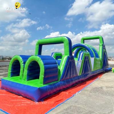 China Adult Inflatable Obstacle Race Blue Green For Crazy Beast Newcomer Training Camp for sale