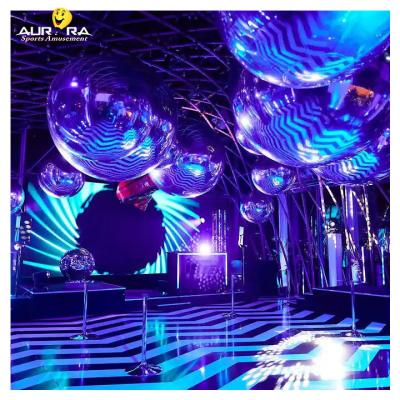 China Giant Silver Inflatable Mirror Ball PVC For Christmas Wedding Party Decor for sale