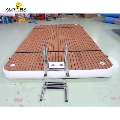 China Plataforma de natación de muelle flotante con escalera de gota de costura de espuma de teca de PVC en venta