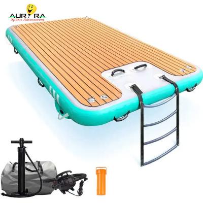 China Popular Inflatable Floating Dock Pad Double Wall Fabric PVC 352cm*155cm 20cm for sale