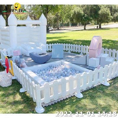China Soft Play Equipment Set Kids White Indoor And Outdoor Playground With Bounce House for sale