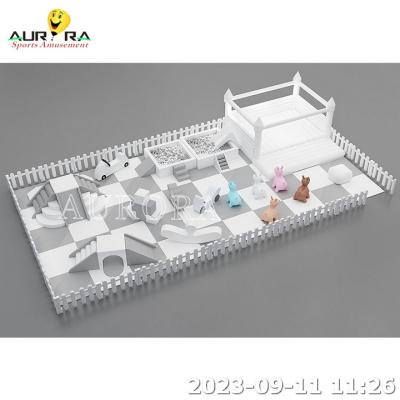 China White And Gray Soft Play Equipment For Kids Mobile Play Area Party Rental for sale