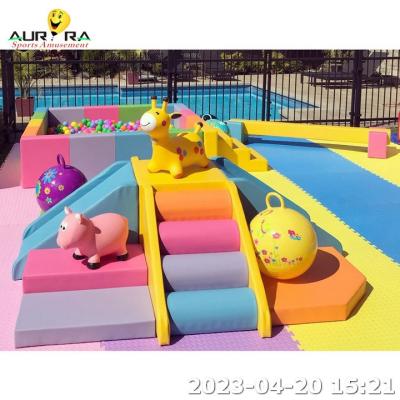 China PU Leather Kids Soft Play Equipment Block Foam Indoor Play Ground Ball Pit Pool Blue for sale