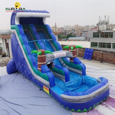 China Tarpaulin Inflatable Water Slide For Adult Blue Tropical Kids Tropical Palm Tree for sale