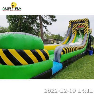 China Outdoor Inflatable Water Slide Green Inflatable Bouncer Slide With Pool for sale