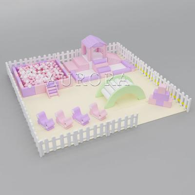 China Echte Soft Play-apparatuur Soft Play Purple Pink Foam Indoor Soft Play Fence Te koop