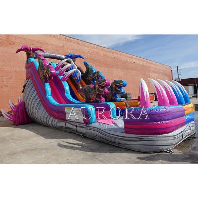 China Outdoor Bouncy Inflatable Water Slides For Pool Purple Blue Commercial Grade Giant for sale