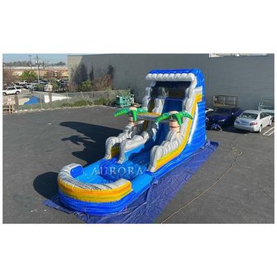 China Deslizamento aquático comercial inflável com piscina Pvc deslizamento do parque aquático do castelo à venda