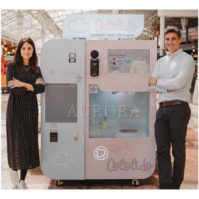China Máquina de venta de algodón de caramelo totalmente automática Máquina de venta automática con moneda en venta