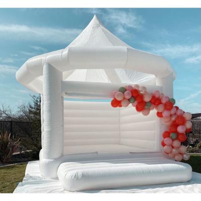 China Casa de salto inflable blanca Casa de salto inflable de boda comercial con techo en venta