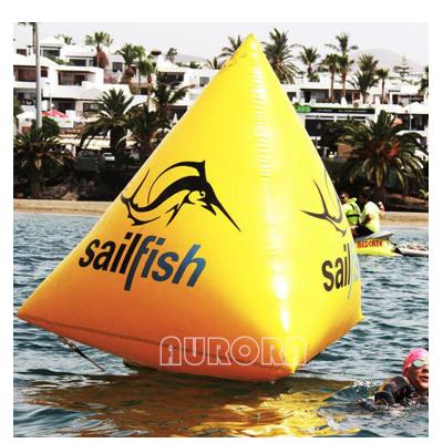 China Water Buoy Swim Buoy Inflatable Triangle Buoys Giant Floating Marker Buoy yellow en venta