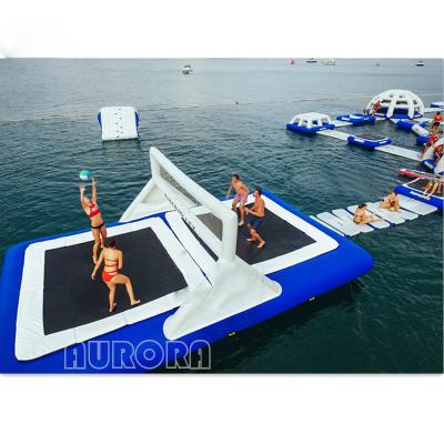 China Outdoor Water Play Giant Inflatable Volleyball Court Water Game Jumping Trampoline en venta